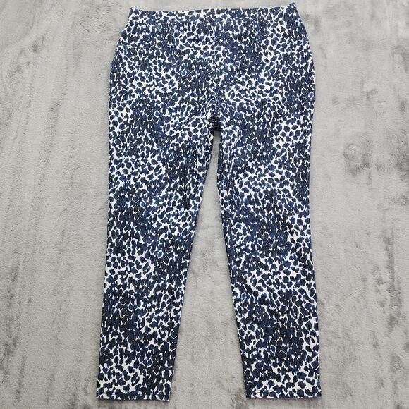 Faded Glory Jeans Womens M Black Blue White Animal Print Jegging Skinny Capri - Picture 1 of 10